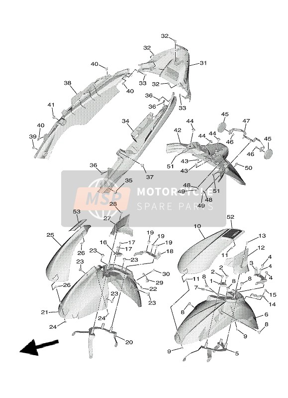 Yamaha TRICITY 300 2021 Spatbord voor een 2021 Yamaha TRICITY 300